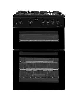 Beko Kdg611K 60Cm Wide Double Oven Gas Cooker With Full Width Gas Grill - Black