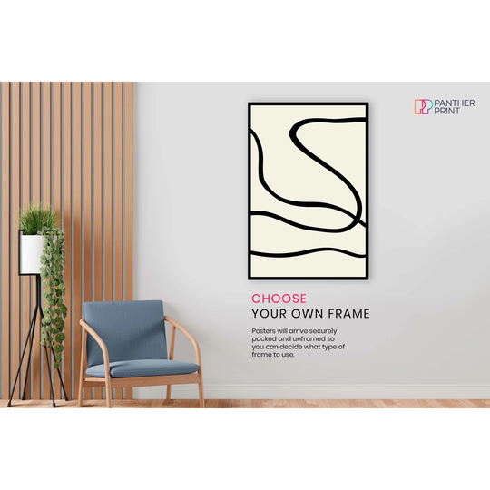 Panther Print Fine Art Prints Abstract Minimalist Black Curve Lines Artistic Unframed Poster, Pictures For Home Walls, Bedroom, Living Room & Bathroom