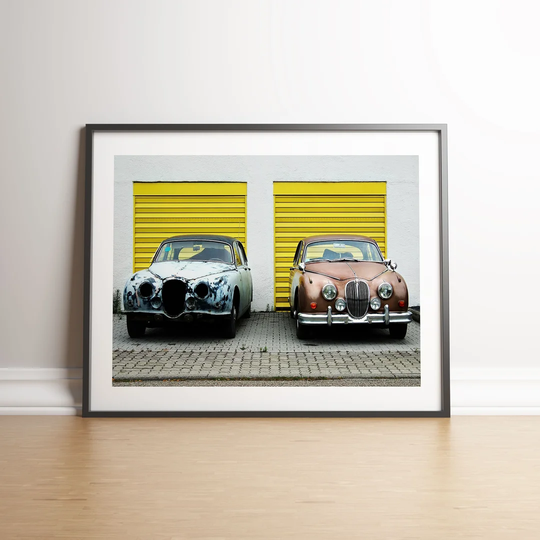 Classic Jaguar Cars by Vouvart - Picture Frame Photograph