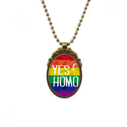 Yes Homo LGBT Rainbow Love Antique Necklace Vintage Bead Pendant Keychain