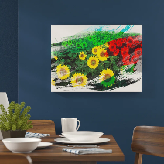 'Yellow Sunflower Flowers' Graphic Art Print Poster