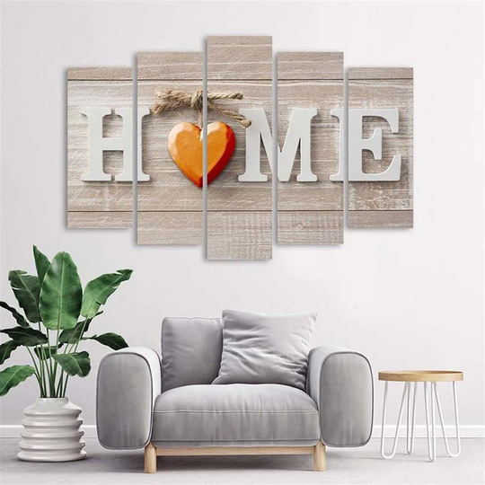 Canvas Print Home Heart Orange Beige