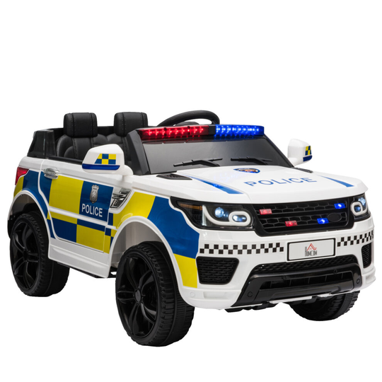 HOMCOM 12V Kid Electric Ride On Police Car w/ Remote Siren Bluetooth