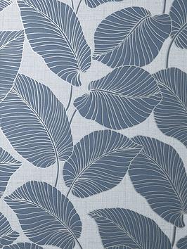 Fine Décor Larson Leaf Navy/Silver