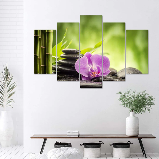 Canvas Print Orchid Zen Stones