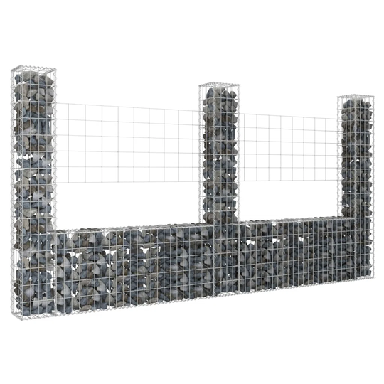 Abigayl U-Shape Gabion Basket with 4 Posts Iron 2.6m x 1.5m