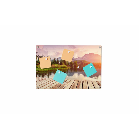 Lake Mountains Magnetic Wall Mounted Photo Memo Board