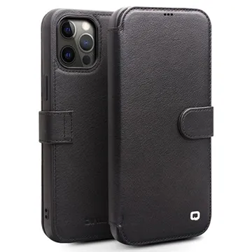Qialino Commercial iPhone 12 Pro Max Wallet Leather Case - Black