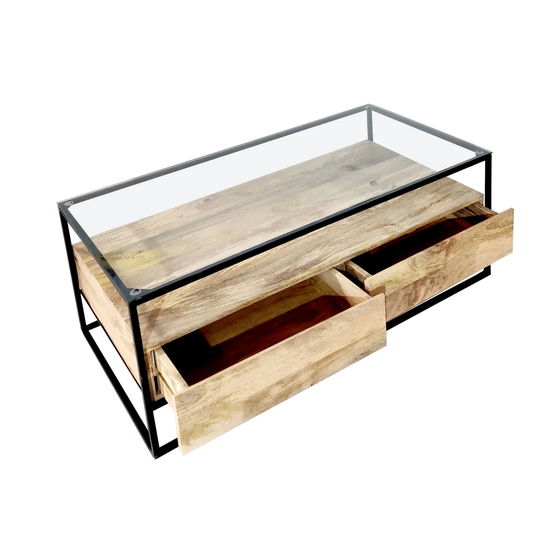 Timko Coffee Table With A 2 Drawers And Shelf