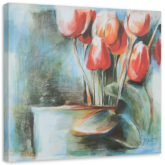 Canvas Print Red Tulips Vase