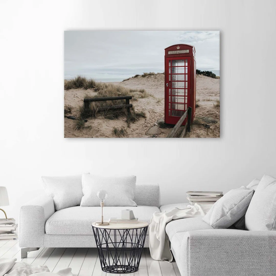 Canvas Print Beach London Telephone Box
