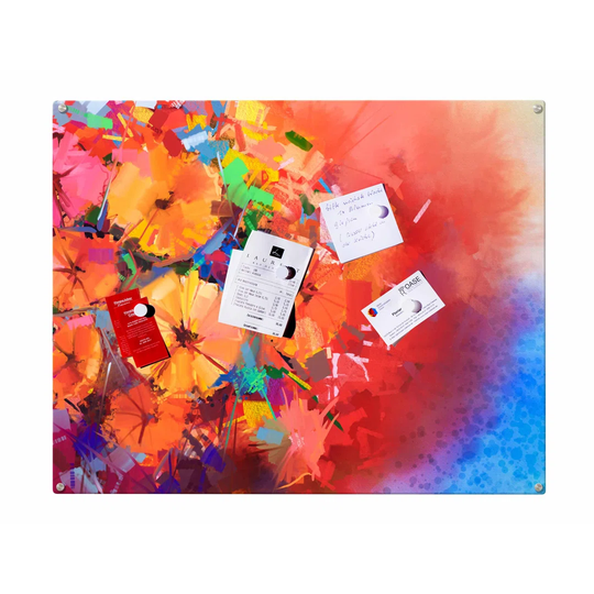 Flowers Painting Magnetic Wall Mounted Photo Memo Board