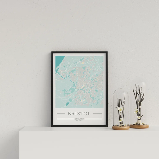 City Location Ordnance Map Blue Bristol by Vouvart - Picture Frame Graphic Art