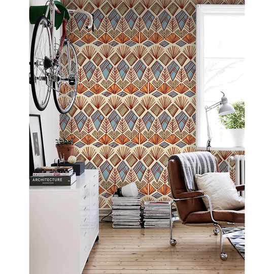 Alcia Ethnic Brown 2.5m x 2.5m Matte Wallpaper Roll