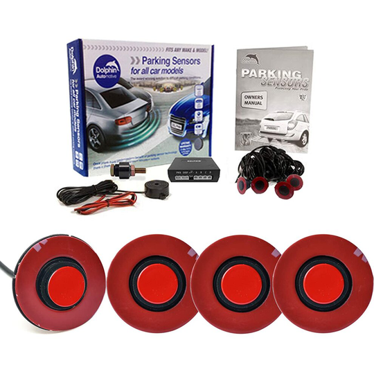 (Red) Dolphin Rear Parking sensors, Flush fit, Audio (beeping/buzzer), reversing sensors DFM400 - Multiple Available Colours