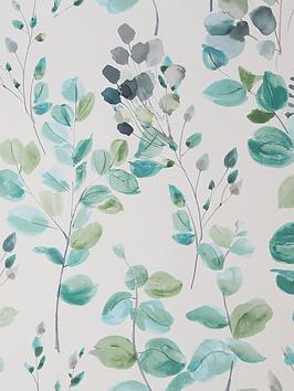 Fresco Watercolour Green Leaves Wallpaper
