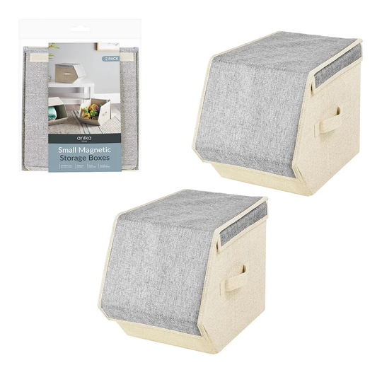 Anika 2 pack Small Magnetic Storage Box - Grey