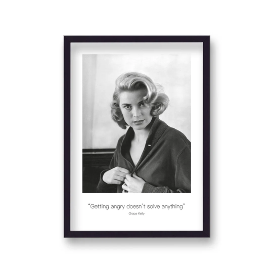Polaroid Style B&W Icon Grace Kelly Getting Angry Non Dated by Vouvart - Picture Frame Memorabilia