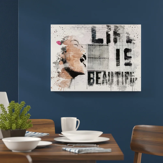 'Banksy Life is Beautiful Graffiti Wall Art' Graphic Art Print Poster