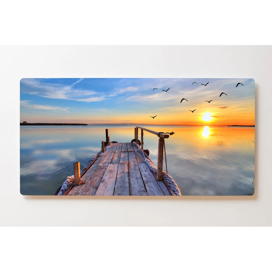 Backlight Motif Wall Picture Jetty Sea Sunset Magnetic Cork Board