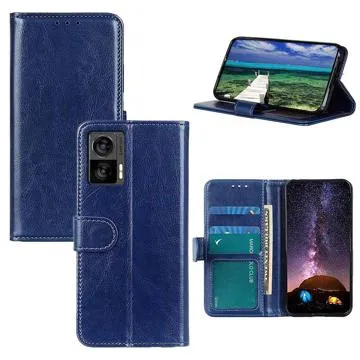 Motorola Edge 30 Neo Wallet Case with Magnetic Closure - Blue