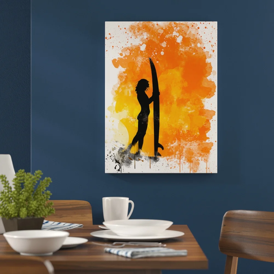 'Surfer Surfboard Surfing Sunset' Graphic Art Print Poster