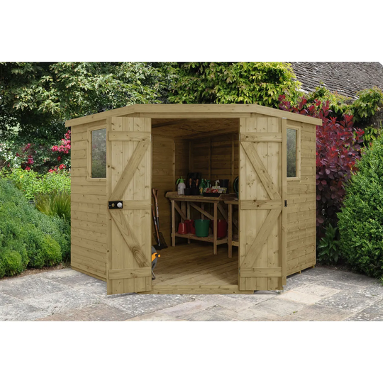 Forest Garden Tongue & Groove Pressure Treated 8X8 Corner Shed