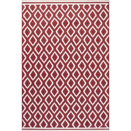 (Red, 200x290cm (6'7"x9'6")) Terrace Diamond Outdoor Indoor Flatweave Rug