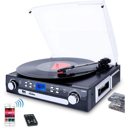 Vinyl Record Player,Bluetooth Turntable with Stereo Speakers