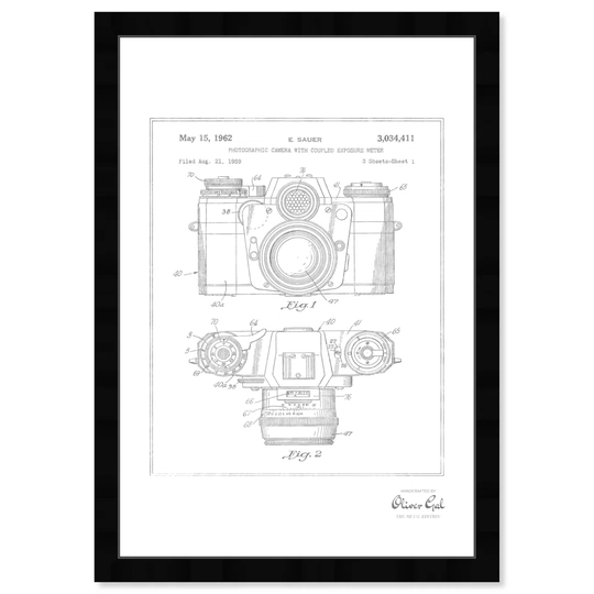 'Sauer Camera 1962' Framed Graphic Art in Silver