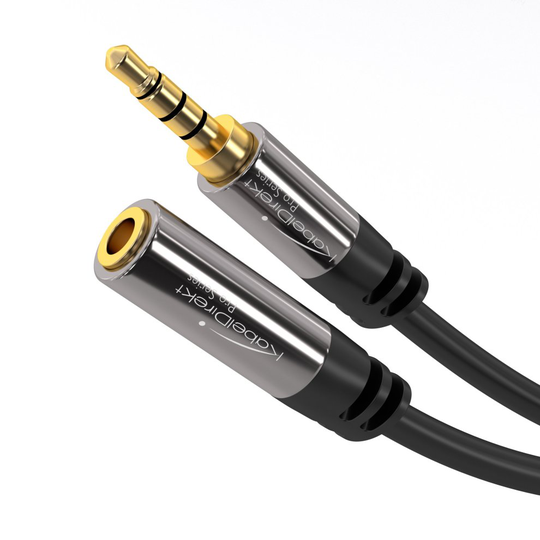 KabelDirekt 3m Headset Extension Cable (AUX Cable 3.5mm male > 3.5mm female connector 4-pole) PRO Series