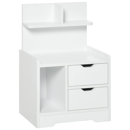HOMCOM Storage Center Nightstand With 2 Drawers And Shelf White