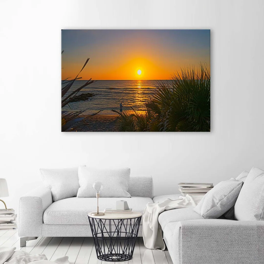 Canvas Print Beach Grass Sunset